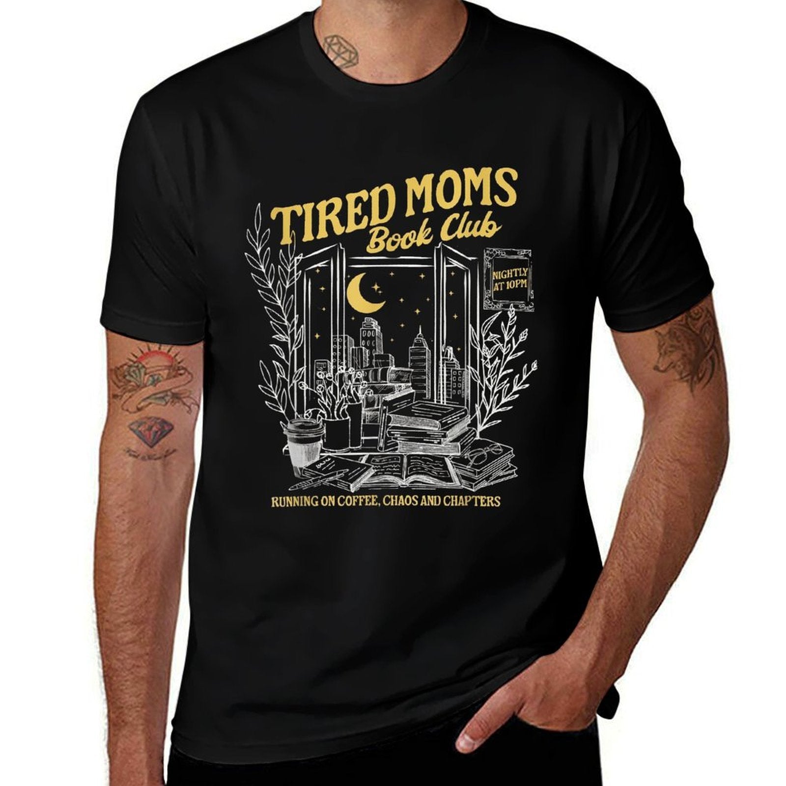 Retro Tired Moms Book Club Bookish Booktrovert Mothers Day  Lightweight T-Shirt
